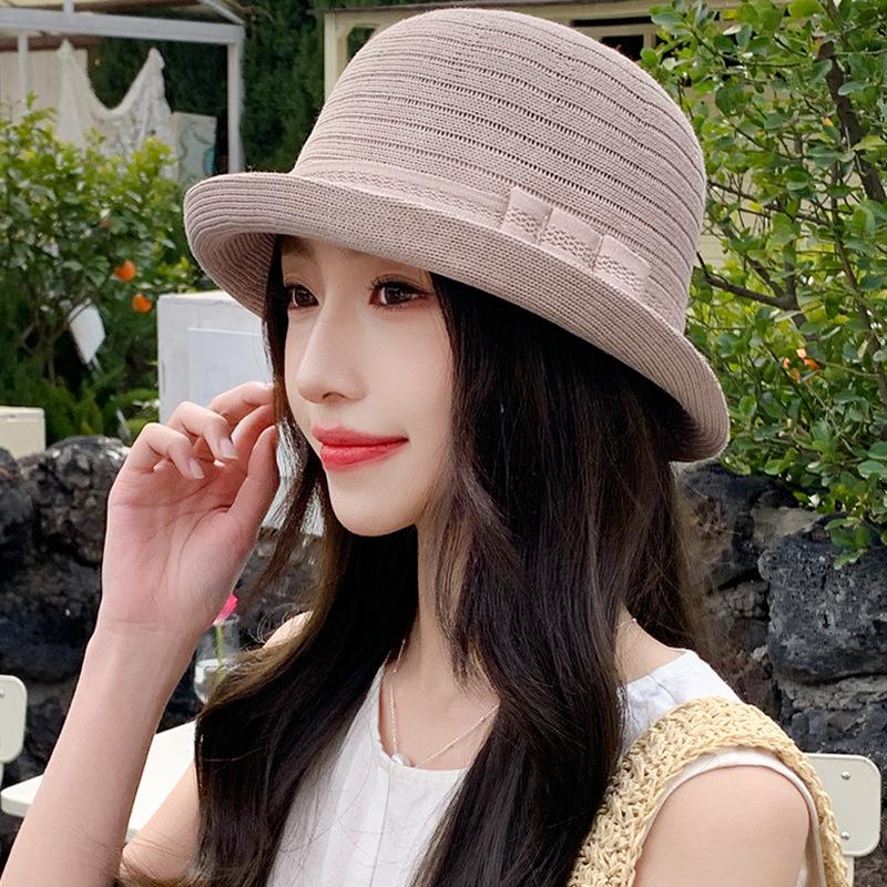 

Летняя шляпа женская солнцезащитная шляпа-ведро темпераментная вязаная универсальная шляпа от солнца average size