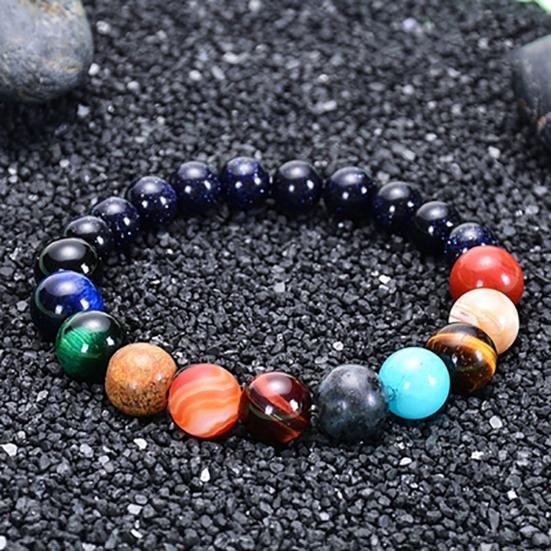 Unisex Bracelet with Elastic Cord Multiple Colors Smooth Glazed And Glass Healing