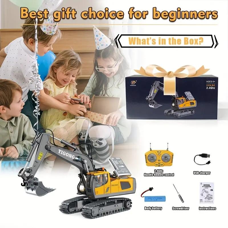 1 Set of Remote-controlled Toy Construction Vehicles and Toys and Gifts for Excavators That Can Produce Sound At High Heights
