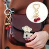Cute Cherry Keychain Heart-Shaped Bag Charm Durable Lobster Clasp DIY Bag Accessory Car Key Accessories Golden Leaf Keyring