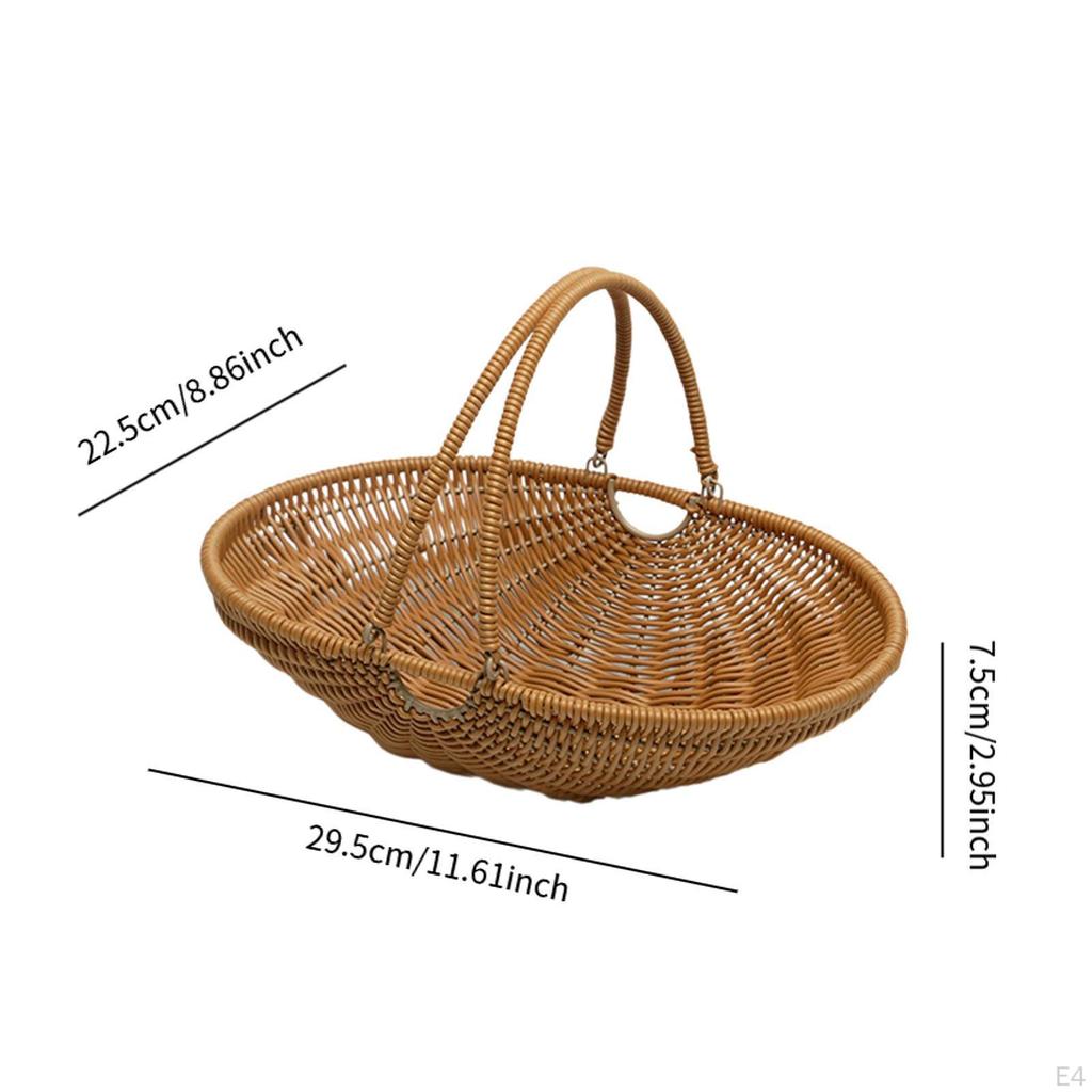 Imitation Rattan Kitchen Tote Basket Iron Wire Frame for Foods or Small Sundries Sturdy with