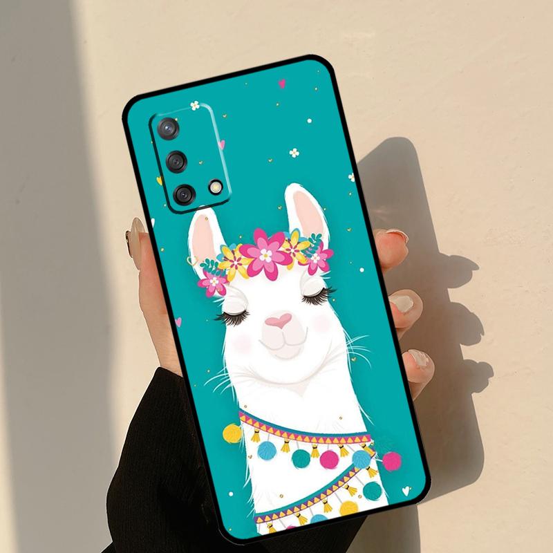 Cute Llama Case For Oppo A80 A60 A40 A15 A16 A17 A57 A94 A74 A54 A76 A96 A18 A38 A58 A78 A98 A6 A5 Pro OPPO A60 4G