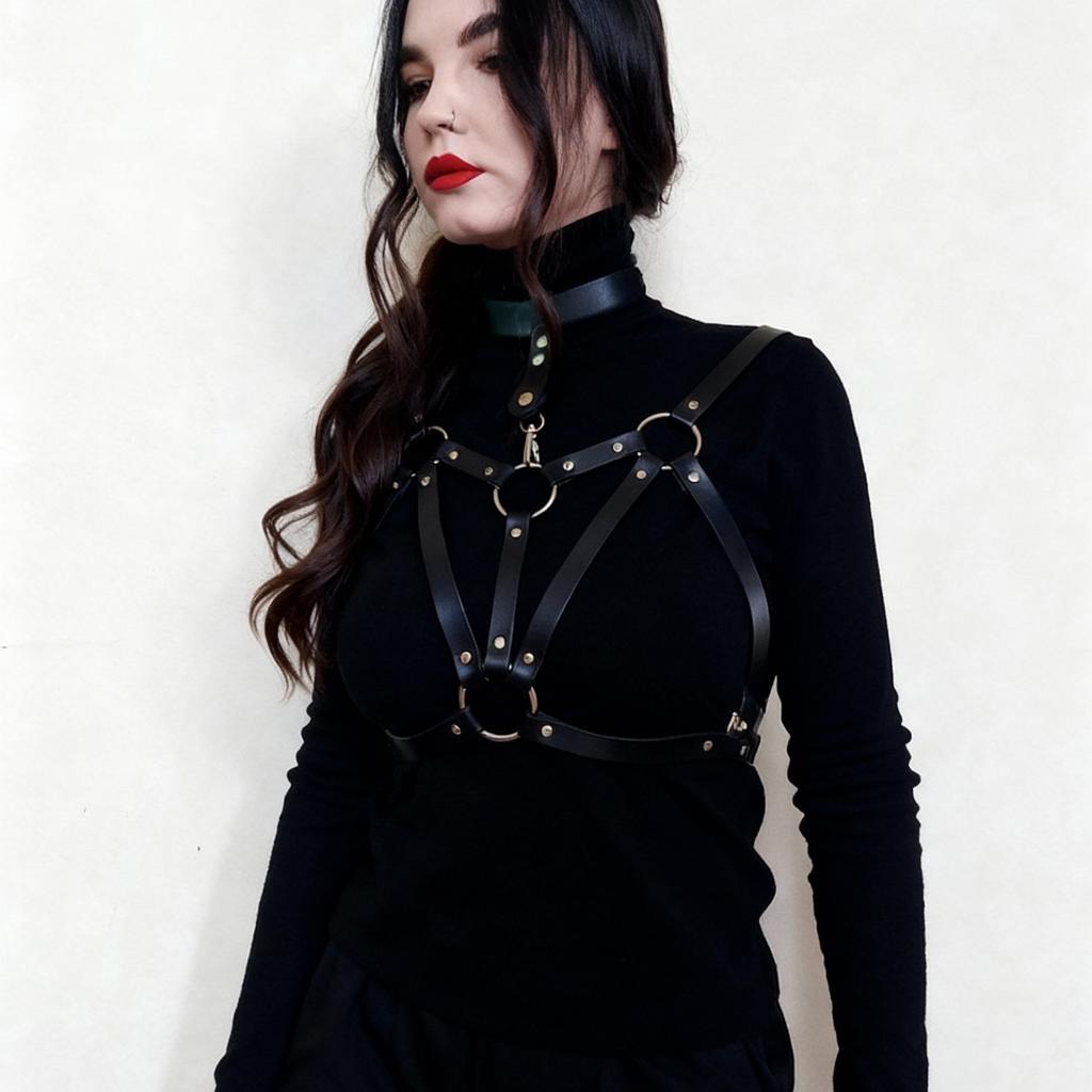 Women's Leather Body Harness Bra - Gothic Adjustable Cage Bra - Perfect for Cosplay, Nightclubs, Parties, and Festivals