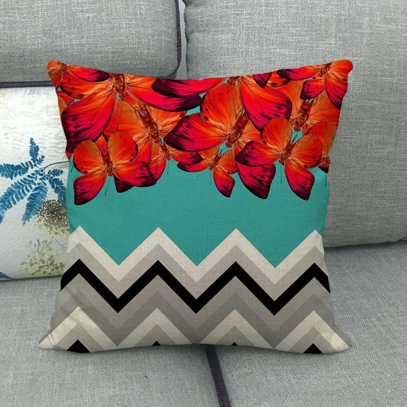Nordic Geometric Pattern Digital Printing Short Plush Pillow Covers Decorative For Car Sofa Office Cushion Cover Home Goods