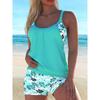 Costume da bagno Tankini da donna a pois senza maniche con blusone e slip a pantaloncino