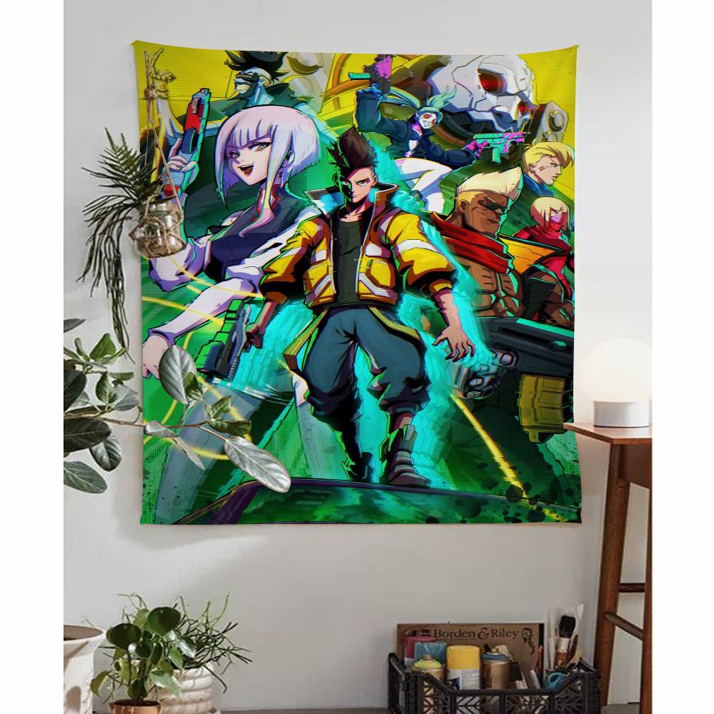 Anime CCyberpunk EEdgerunners Colorful Tapestry Wall Hanging Bohemian Wall Tapestries Mandala Wall Art Decor