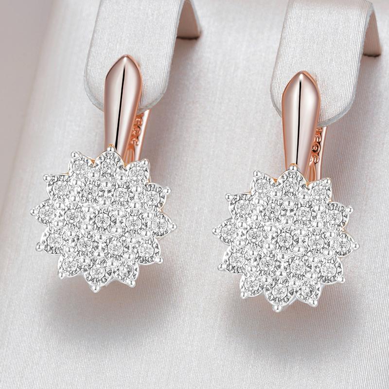 Full Shiny Natural Zircon Dangle Earrings For Women Unique  Rose Gold  Color Mix Wedding Jewelry Best Gift
