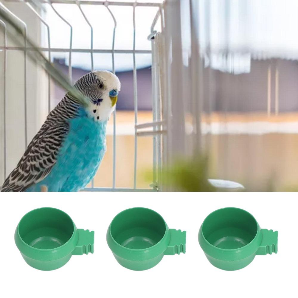 25Pcs Green Mini Bird Parrots Food Water Bowl Parrots Food Water Bowl Bird Cage Installation