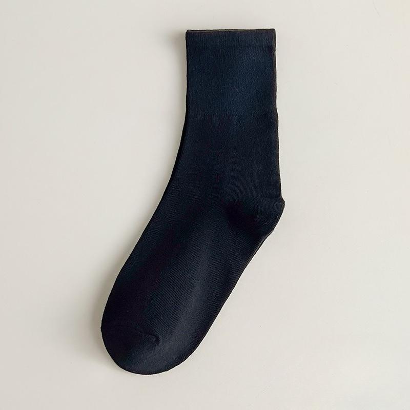 White Maternity Pile-up Socks, Retro Plain Color, Sweat-absorbing Mid-calf Socks, Cotton Winter and Autumn Sports Socks