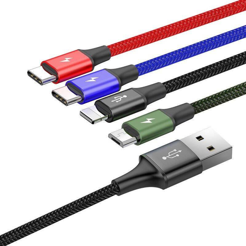 Kabel USB Baseus Snabb 4-i-1 2xUSB-C / Lightning / Micro 3,5A 1,2M (Svart)