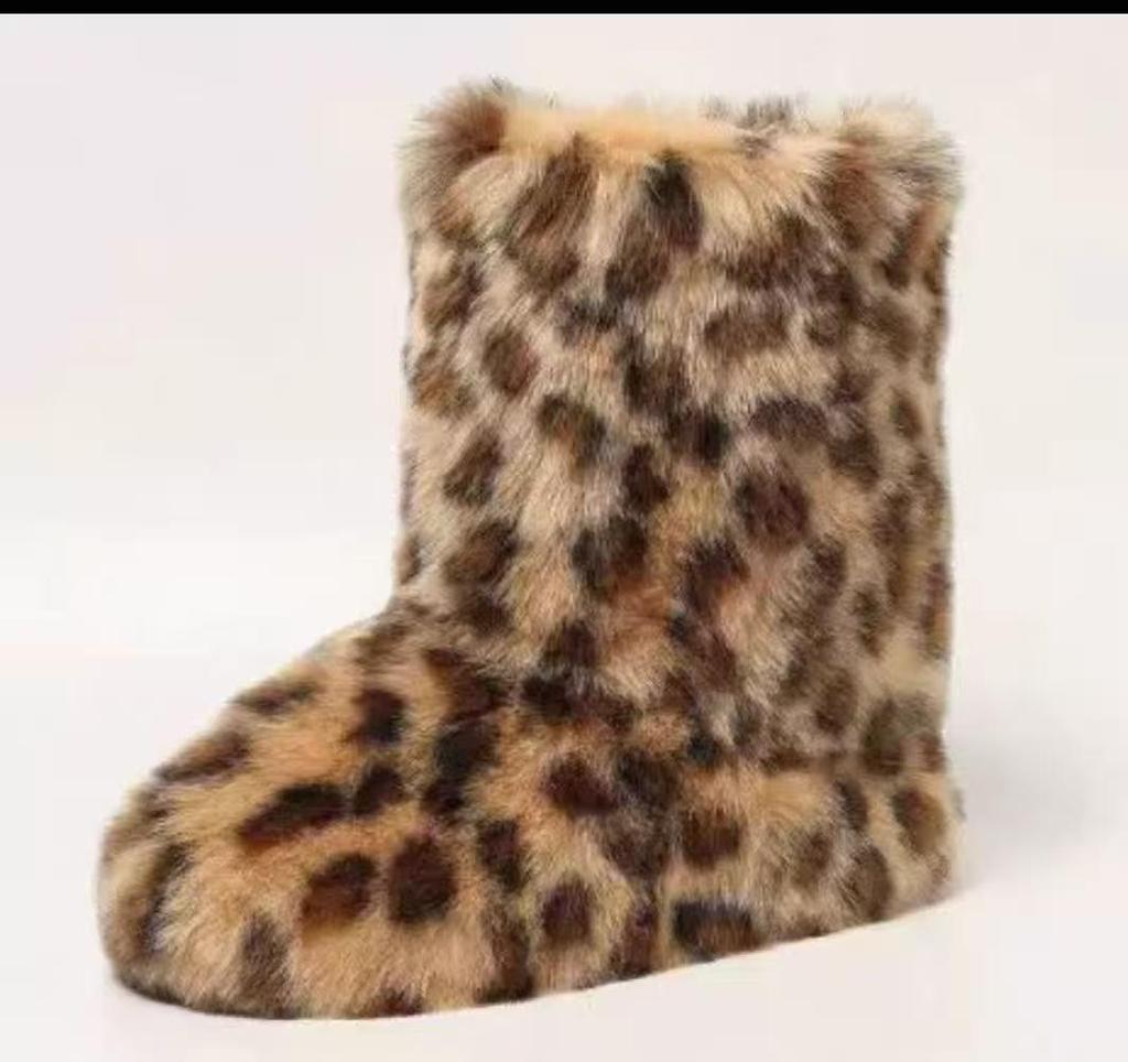 European & American Style Faux Fur Mid-Calf Snow Boots - Warm, Cold-Resistant, Plus Size for Autumn & Winter