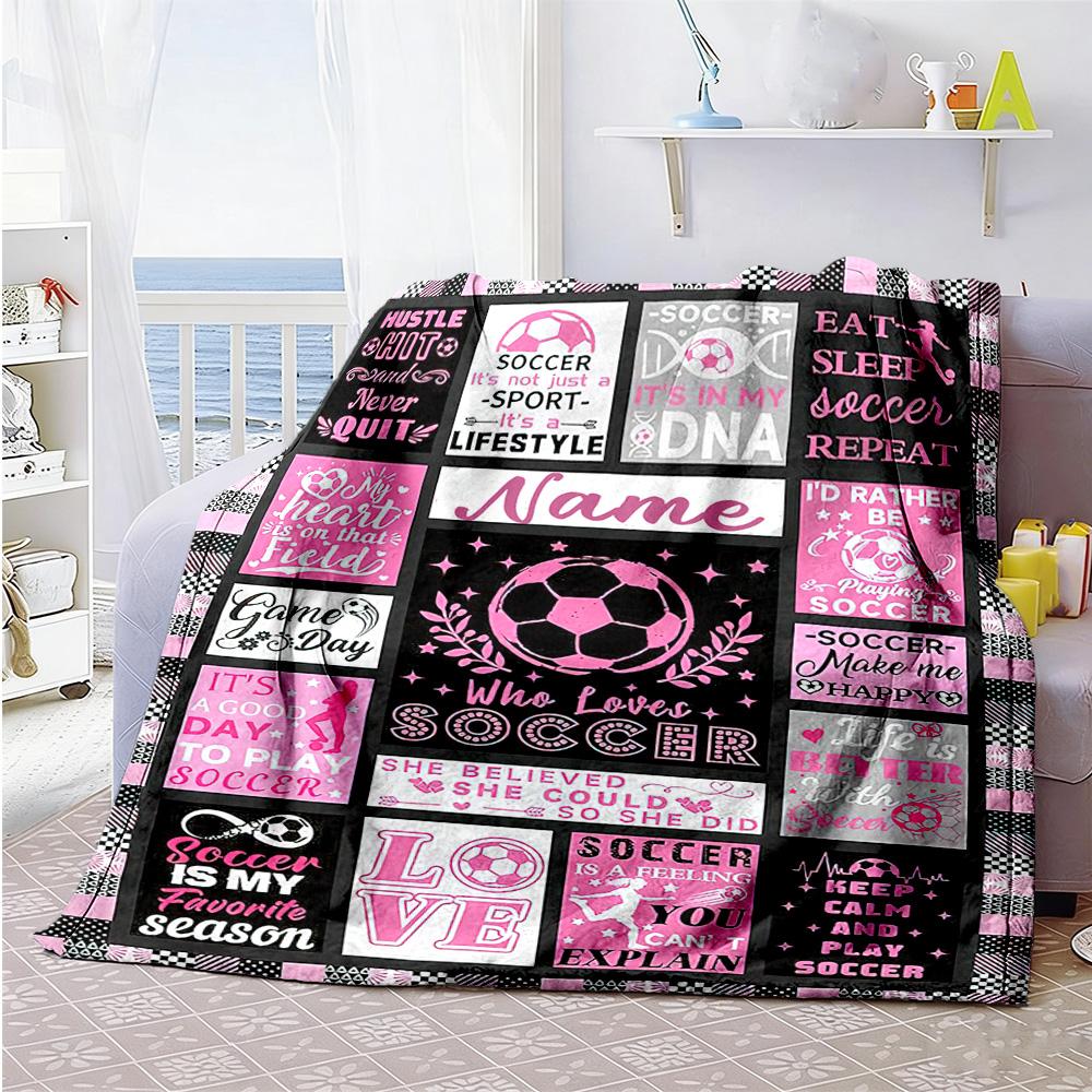 Soccer5556 Customize Text Blanket Gift Personalized Blanket Soft Warm Cozy Great for Home Decor Office Office Chair Livingroom Ideal for All Seasons