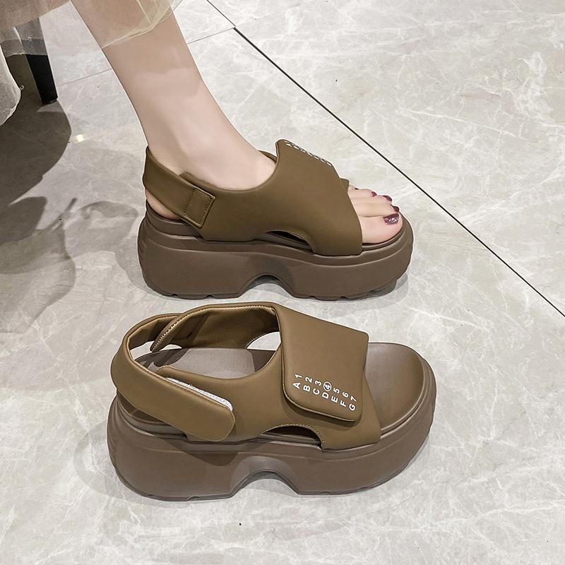 Mode Sandalen für Frauen 2024 Sommer Neue 8cm Erhöhte Fisch Mund Keil Dicken Sohlen Plattform Römischen Sandalen