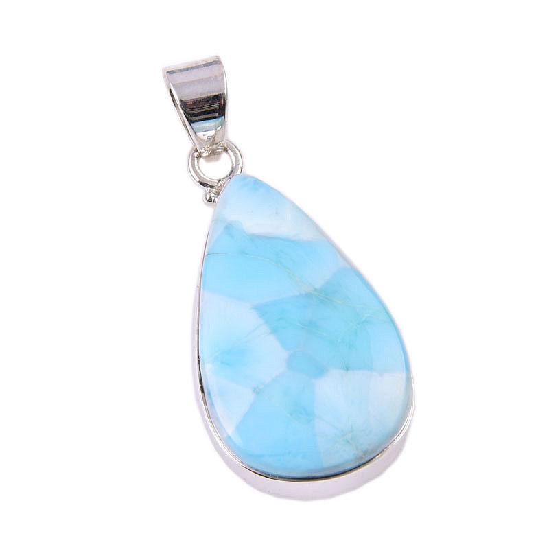 Natural Republic Larimar Gemstone 925 Solid Sterling Silver Pendant 1.5" F5E89