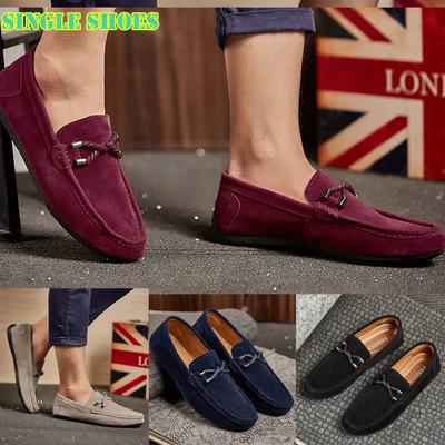 men's vintage leather loafers lazy single shoes