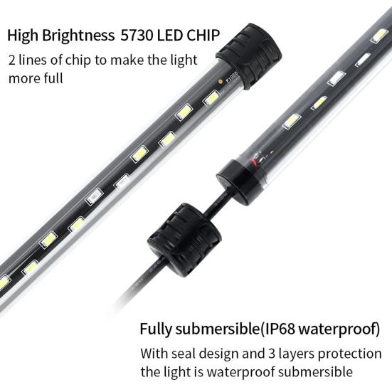Akvarijní světlo LED 3 režimy Kompaktní podvodní lampa Akvarijní osvětlení pro domácí použití