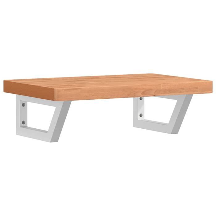 VidaXL Étagère de vasque murale acier et bois massif de hêtre, étagère de vasque flottante, étagère de vasque à poser 3302378