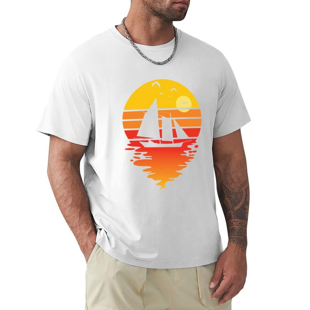 Sailboat Tshirt Basic Solid Color Casual Tee Shirt