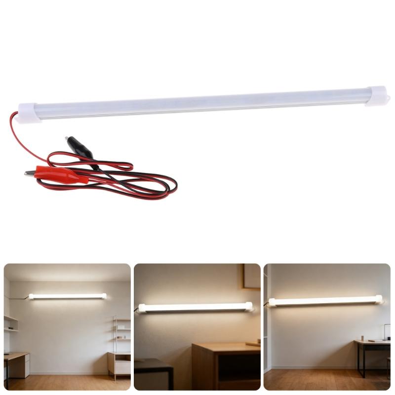 12V 36LED LED Interior Light Tube Strips Lamp Replacement Truck Campers Ship Reading Lamp With Alligator Clip Wire