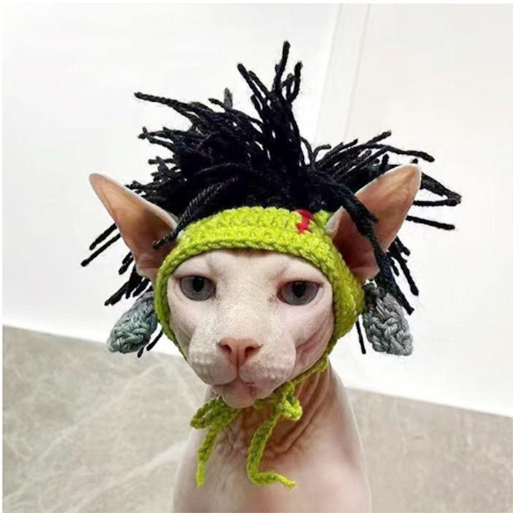 2023 Cartoon Handmade Warm Elastic Pet Cap Frog Hat for Party Photo Props Cat Hat