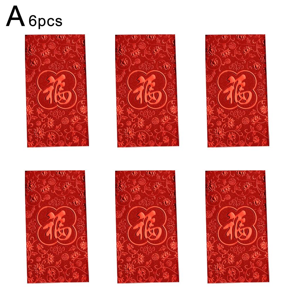 6Pcs Red Envelope New Year Red Pocket Chinese New Year Red Envelopes Red Bag Spring Festival Marriage Birthday Red Envelopes