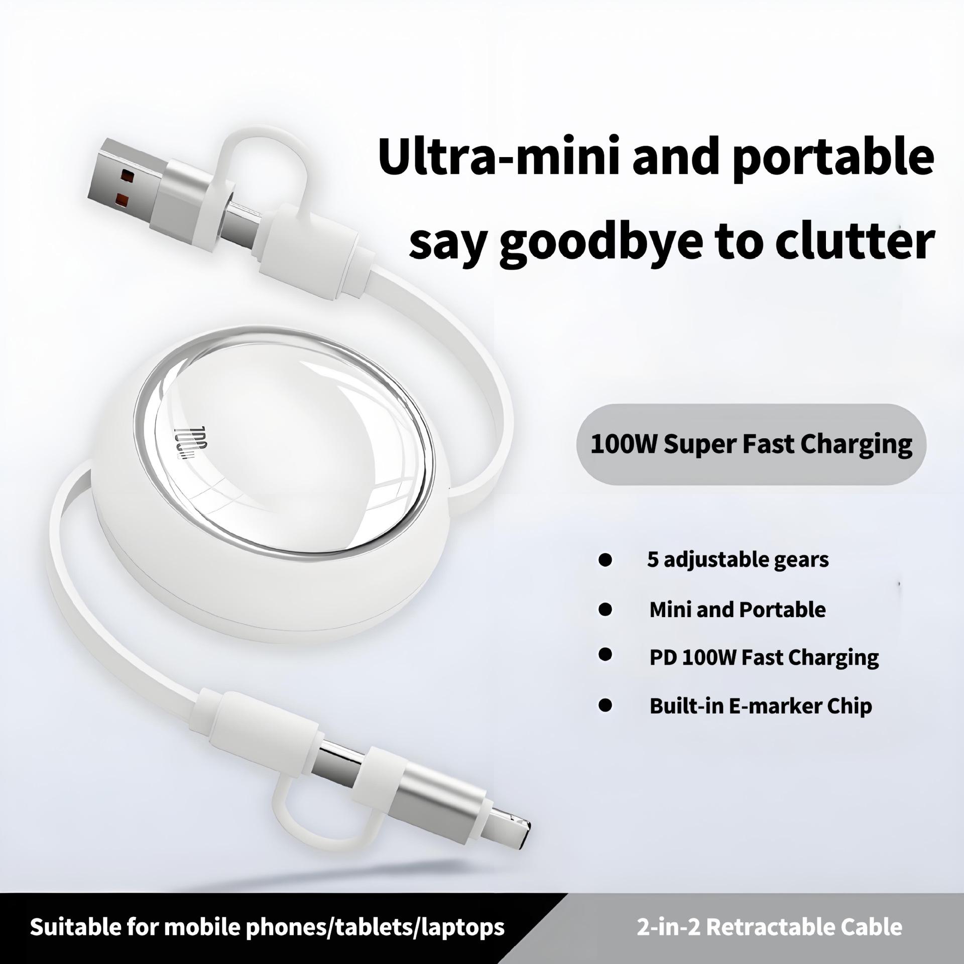 

100W Super Fast Charging 4-in-1 Data Cable for Apple & Android