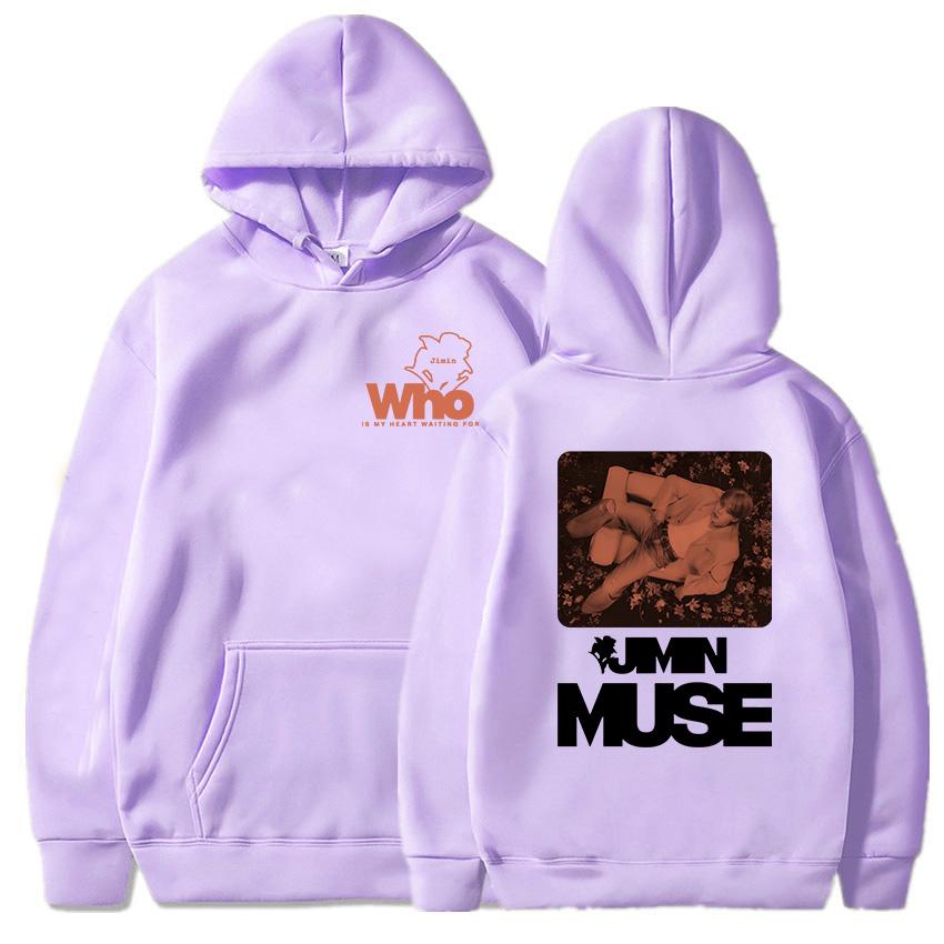 Who Is My Heart Waiting for Jimin Muse Hoodies Korean Fashion Band Hip Hop Sweatshirts for Winter/Fall Women Hoodie Graphic Tops