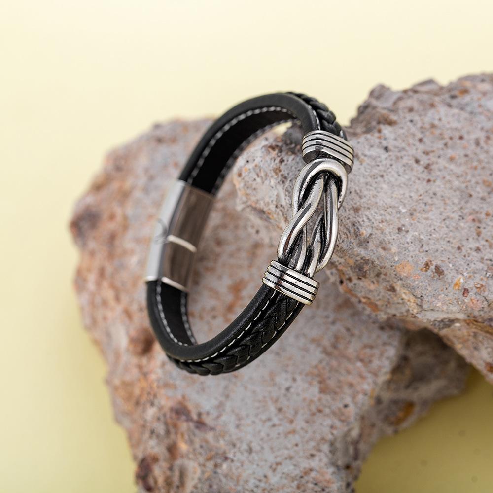 Jewelry Simple Two-color Leather Men's Bracelet Stainless Steel Magnet Buckle Trend Bracelet Creative Accessories