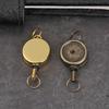 Key Ring ID Lanyard Keychain Belt Metal Badge Holder Retractable ID Card Badge Reel Chrome Work Card Keychain