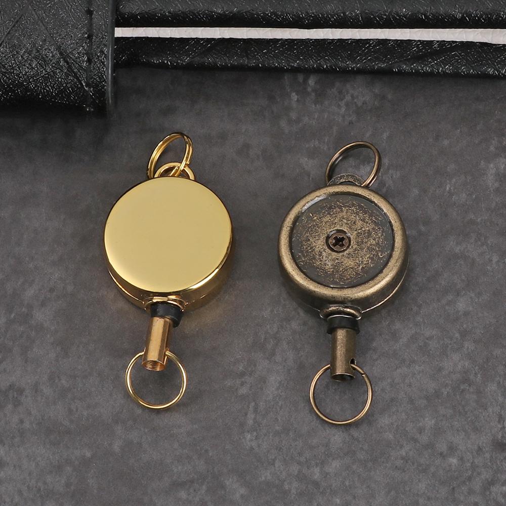Key Ring ID Lanyard Keychain Belt Metal Badge Holder Retractable ID Card Badge Reel Chrome Work Card Keychain