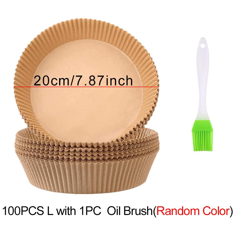 50/100 Stück Heißluftfritteuse Papierplatte mit Zufallsfarbe Ölpinsel 16cm/18cm Einweg Spezialpapierplattenunterlage Küchenhelfer Set ZYF
