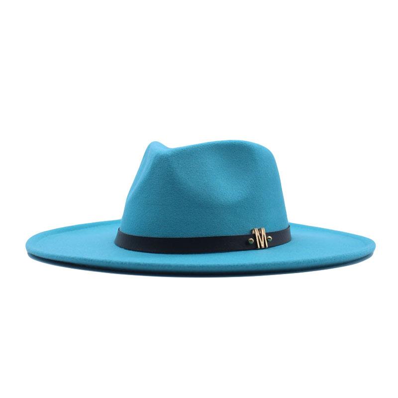 Europe, America, Autumn and Winter New M Standard Big Eaves Peach Heart Concave Convex Top Fashion Flat Top Hat Women's Woolen Jazz Hat