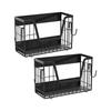 2Pcs Magnetic Kitchen Storage Basket Folding Hollow Fridge Side Basket Space Saving Metal Wire Shelf Spices Rack