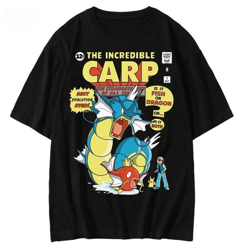 

2026 Summer Gyarados Retro Cosplay Tshirt Unisexs Oversize Casual Cotton Printed Shortsleeved Unisex Childrens Sports Shirt S
