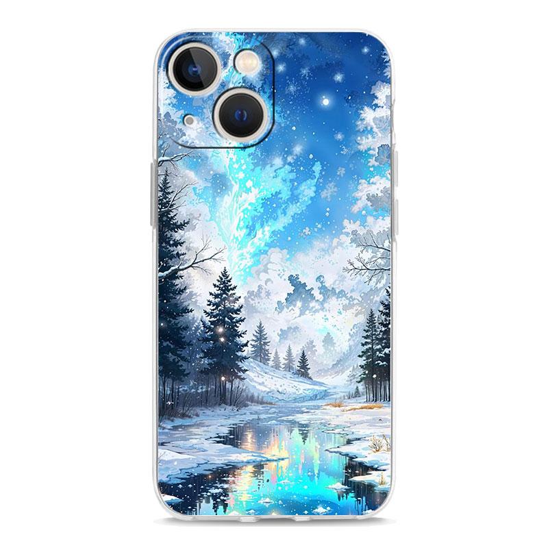 Phone Case For iPhone 16 Cases iPhone 15 12 13 14 16 Pro Max X XR XS Max 15 Plus iPhone11 Cover Landscape Winter Light Snow