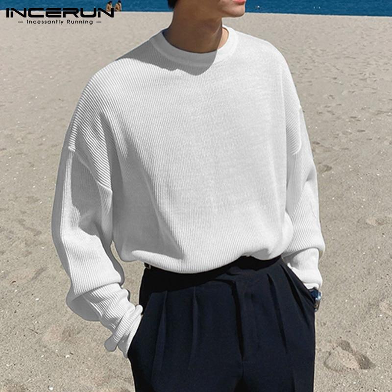 

INCERUN Весенне-осенние мужские топы с длинными рукавами и мешковатым капюшоном