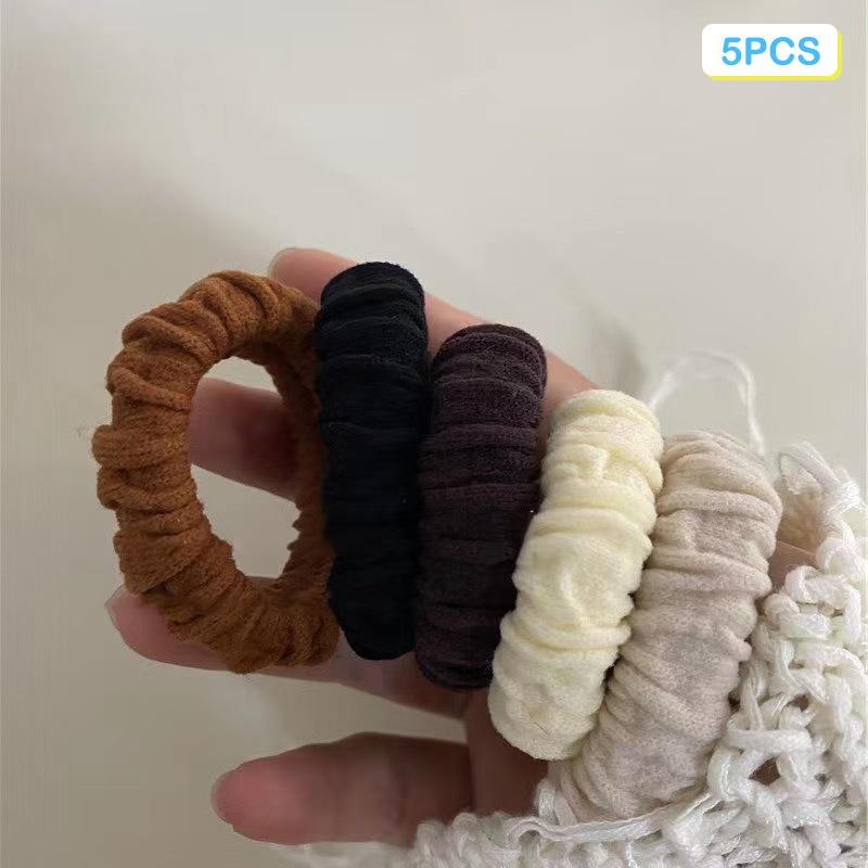 5Pcs Simple  Classic Large Stretch Hair Ties For Women Girls Thick Seamless High Ponytail Holders Elastic Hair Scrunchies