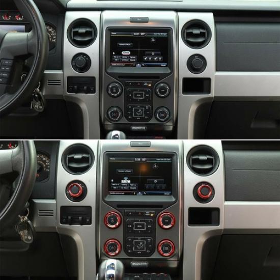 AC CD 4WD Release Mirrors Control Knob Decor Ring for Ford F150 2013-14 Red 8pcs