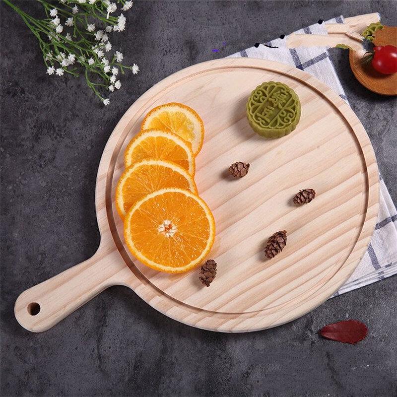 ZISIZ 14-inch Pine Wood Round Pizza & Serving Board