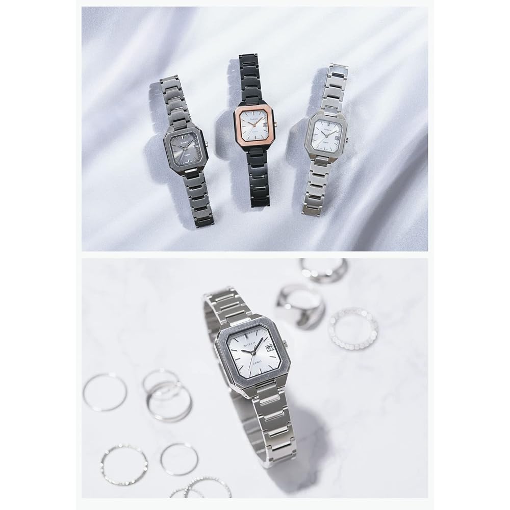 Casio Sheen Solar Watch SHS-4528J-7AJF Women's Silver Stainless Steel Timepiece