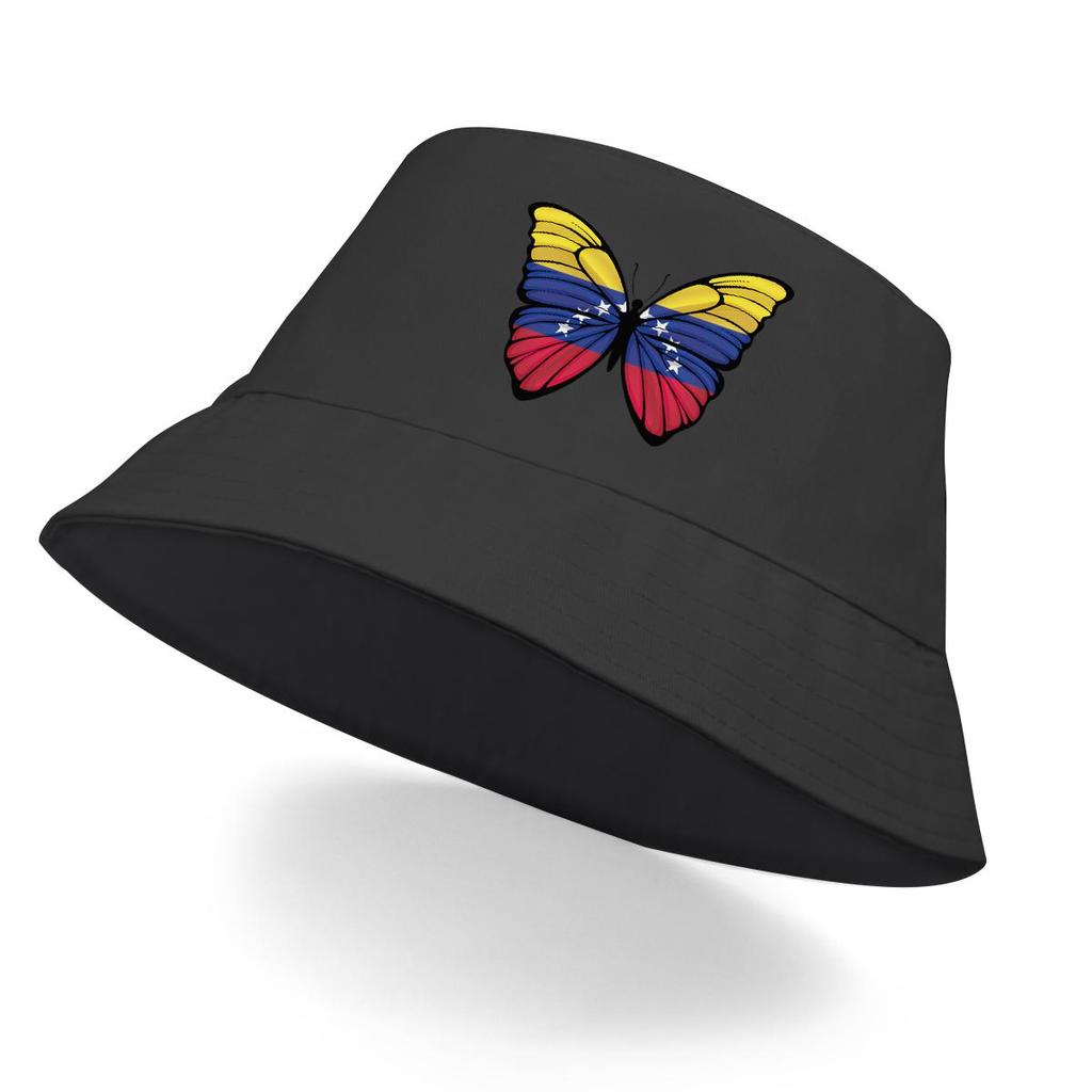 Bucket Hat With Venezuela Flag Butterfly Print , Patriotic Fisherman Cap Fit Beach Unisex Fishing Hat
