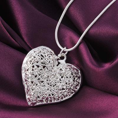 Differentfashion Bijoux Couleur Argent Charmes Élégants Mariage Exquis Collier Cœur Femmes