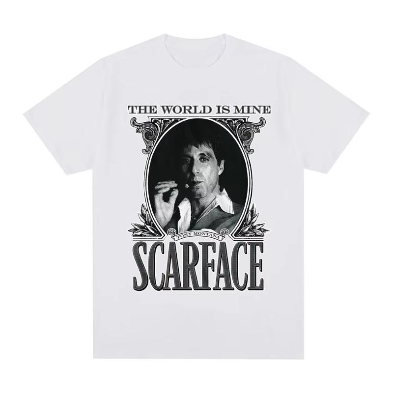Scarface The World Is Mine Crime Movie Al Pacino As Tony Montana T-shirt Men's Fashion Vintage Punk Gothic T-shirts Ins Y2k
