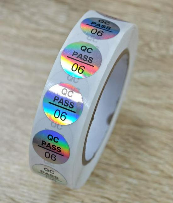 Transparent Self-Adhesive QC Pass Label - Round Laser Quality Inspection Sticker
