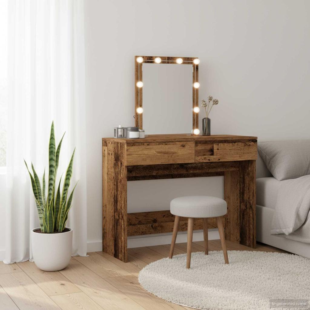 Vintage Wood Makeup Table 100 x 40 x 130 cm Engineered Wood