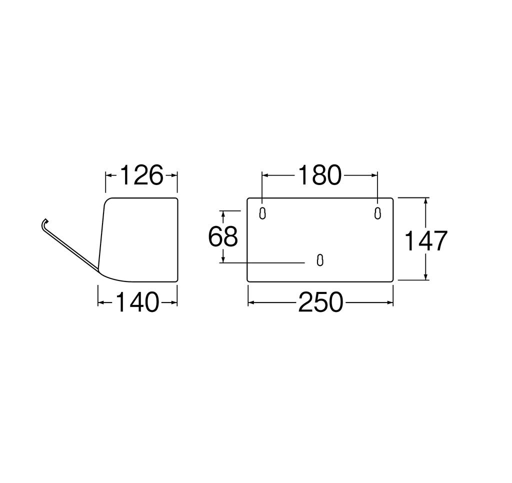 SANEI Pappershanddukshållare för vägg 400 ABS 14 x 25 x cm Behållare, Monterbar, Ark, Svart, Harts, W45-CH, 14.7