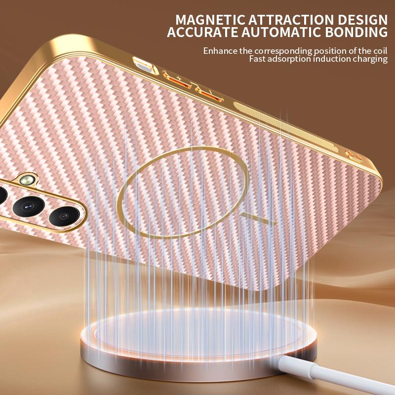 Pro Samsung Galaxy A35 5G Pouzdro na telefon Texturovaný elektroplátovaný TPU zadní kryt z uhlíkových vláken