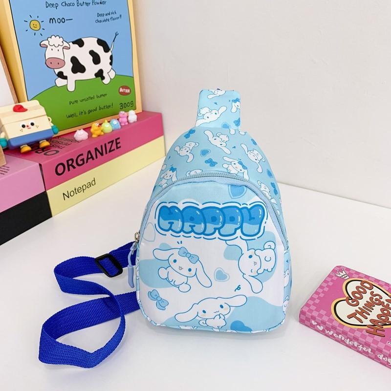 Kuromi Cinnamoroll Melody Pattern Cartoon Childrens Chest Bag With Polyester Material For Kids Outings Cinnamon Roll