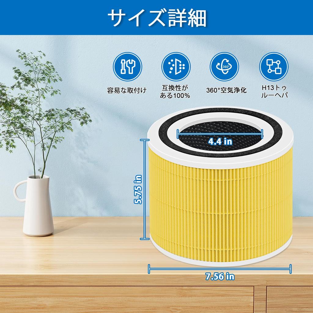 Core 300S 300 P350 Compatible Replacement Filter 2 Pack Enhanced Dust Odor Pet Hair Air Purifier Filter