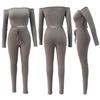 European Style Fashion Women's High-elastic Thread Trousers Two-piece Blouse and Pant Set